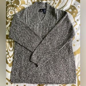 Grey Knit V-Neck Sweater